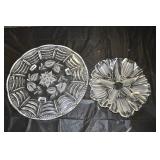 Pair of Glass Cut/Etched Glass Platters