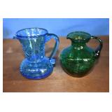 Pair of Small Crackle Glass Pitchers
