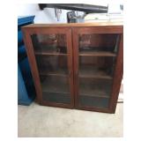 Pine Two-Door Glass Bookcase