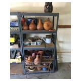 Metal Shelves with Flowerpots