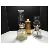 Two Glass Oil Lamps With Oil