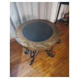Round Metal and Wood Side Table