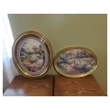 2 Oval Floral Garden Prints