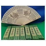 7 Chinese Wooden Fans in Original Boxes