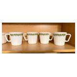 4 Pyrex Milk Glass Mugs