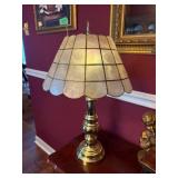 Brass-Toned Lamp with Capiz Shade