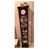 Wooden Shelf with Clock and Shoe Figurines