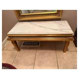 Gold Wood and Marble Console Table/Bench