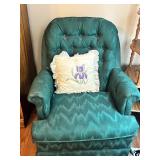 Tufted Upholstered Armchair in Teal Fabric
