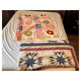 Two Handmade Quilts With Patchwork Designs