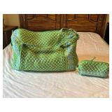 Vera Bradley Green Quilted Bag and Pouch