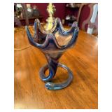 Hand-Blown Glass Vase with Swirl Design