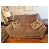 Neutral-Tone Upholstered Loveseat