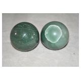 Pair Green Strawberry Quartz Spheres