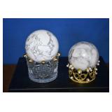 Pair of Howlite Spheres with Stands
