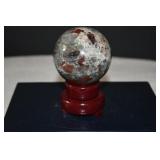 African Bloodstone Sphere with Stand