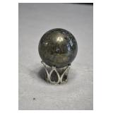 Natural Pyrite Fools Gold Sphere with Stand