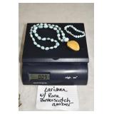 Larimar w/ Butterscotch Amber Pendant Necklace