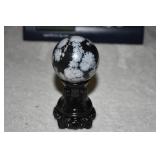 Smowflake Obsidian Sphere on Stand