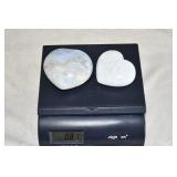 Pair Natural Blue Calcite Heart Forms
