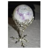 Polished Lepidolite Crystal Sphere with Stand