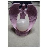 Pink Banded Agate Sphere w/ Angel Stand