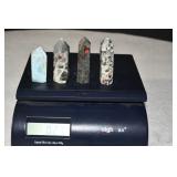 Set of 4 Polished Crystal Towers