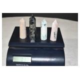 Set of 4 Polished Crystal Towers