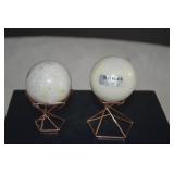 Polished White Jade Spheres with Stands