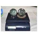 Moss Agate & Labradorite Spheres w/ Stands