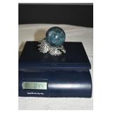 Natural Blue Apatite Crystal Sphere w/ Stand
