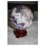 Large Polished Chevron Amethyst Sphere w/ Stand