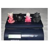 Carved PInk Luminous & Black Obsidian Figures