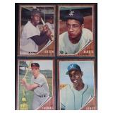 4pc 1962 Topps Baseball Cards Set