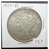 1922-D Peace Silver Dollar