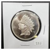 1oz Troy Silver Round w/Indian Head Design
