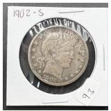 1902-S Silver Barber Half Dollar