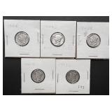 5pc Mercury Silver Dimes
