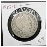 1915-D Silver Barber Half Dollar