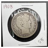 1908 Silver Barber Half Dollar