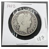 1902 Silver Barber Half Dollar