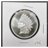 1oz Troy Silver Round w/Indian Head Design