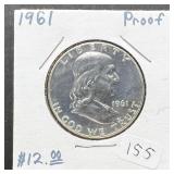 1961 Silver Proof Franklin Half Dollar