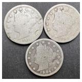 3pc Liberty Head V Nickels