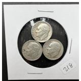 3pc Roosevelt Silver Dimes