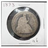 1873 Silver Seated Liberty Half Dollar