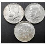 3pc 1964 Silver Kennedy Half Dollars