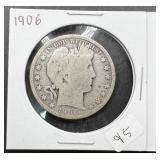 1906 Silver Barber Half Dollar