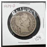 1904-O Silver Barber Half Dollar