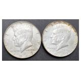 2pc 1967 Kennedy Half Dollars - 40% Silver
